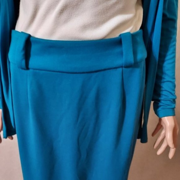 GEORGE TEAL STAR PENCIL SKIRT W/FLY AWAY CARDIGAN SET SIZE 4 NWT - Picture 6 of 15